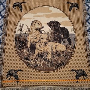 Hunting Labrador, And Duck Themed Throw Blanket D2